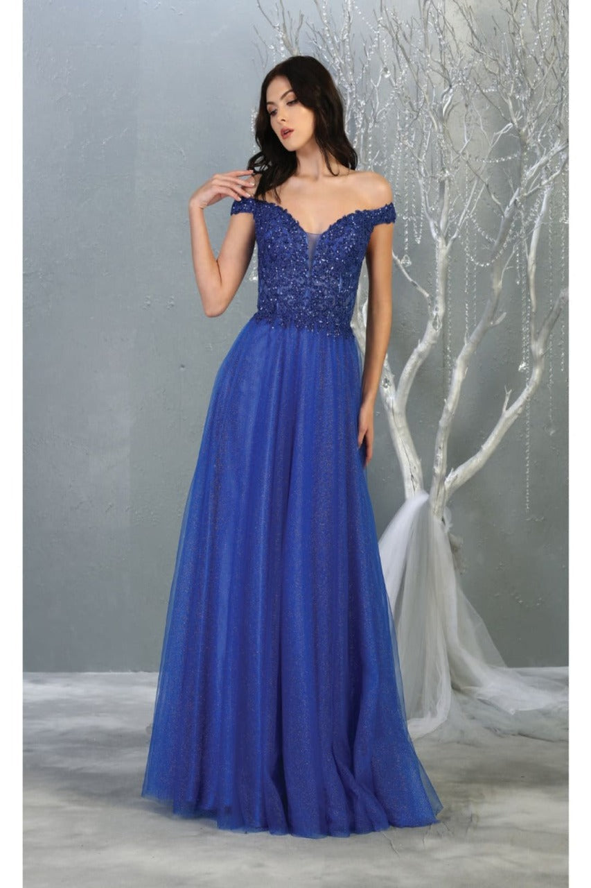 Royal Queen RQ7864 Off-Shoulder Embellished Prom Dress