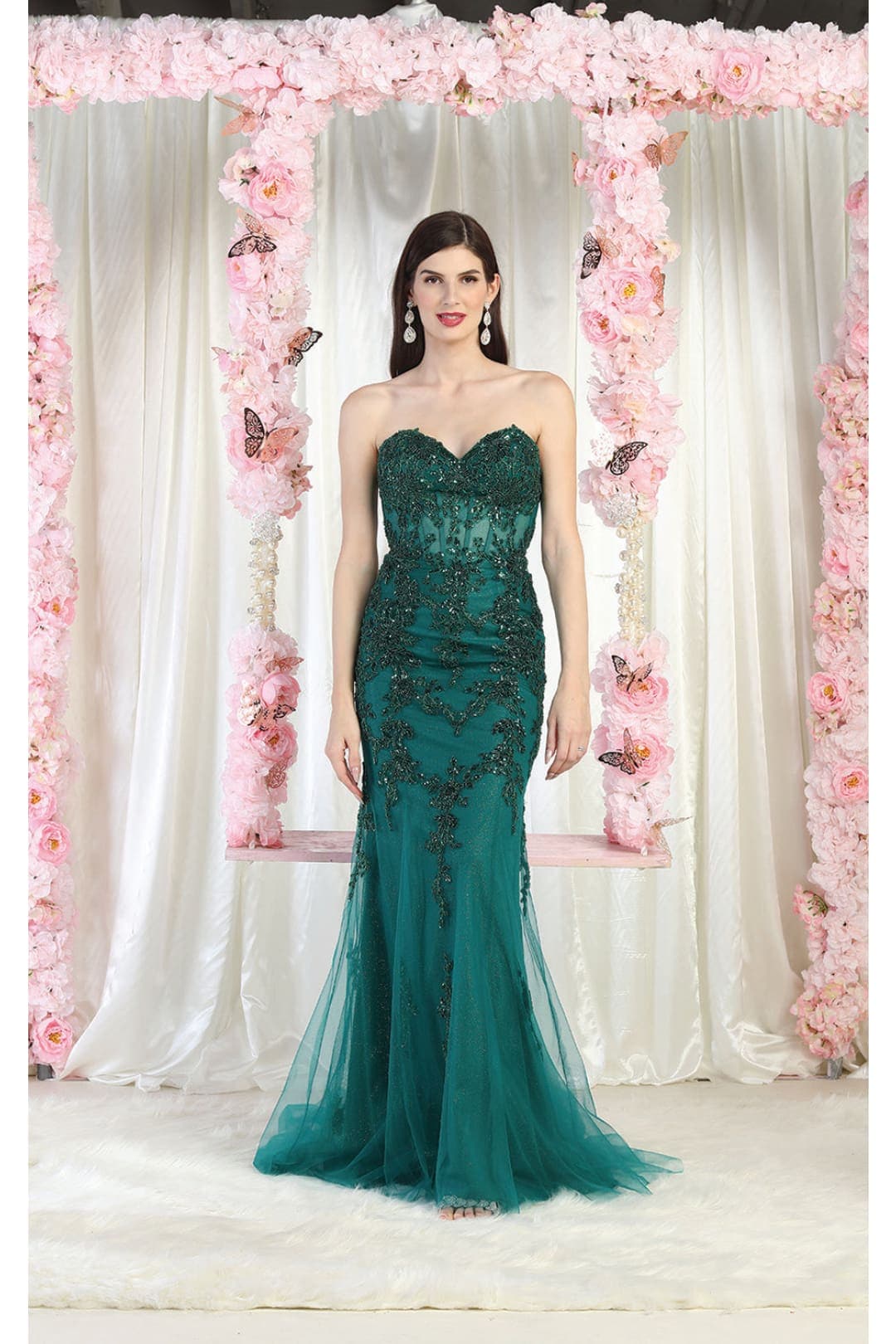 Royal Queen RQ8013 Embellished Strapless Boned Corset Evening Gown