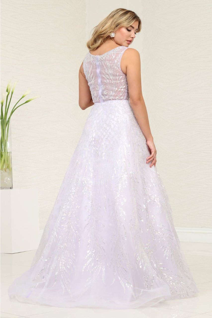 Royal Queen RQ8081 A-Line illusion Bodice Scoop Neck Gala Gown