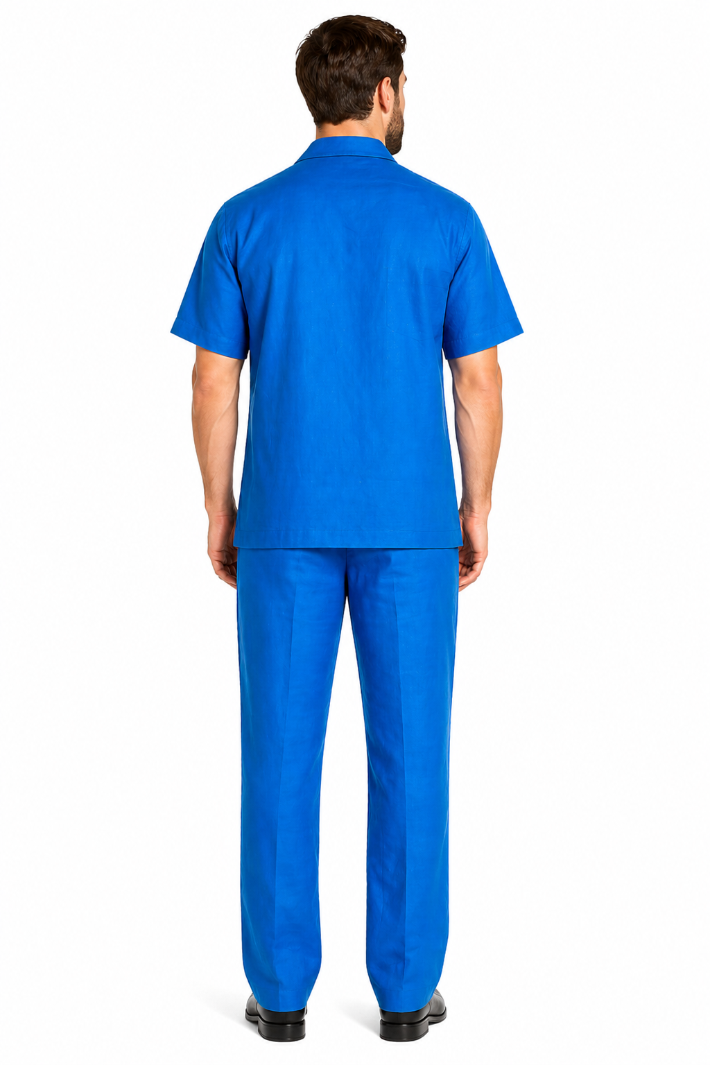 Men's Short Sleeve 2 Piece Casual Two Piece Mens Walking Outfit For Sale Pant Sets Set With Long Pants 100% Linen Royal Shirt
