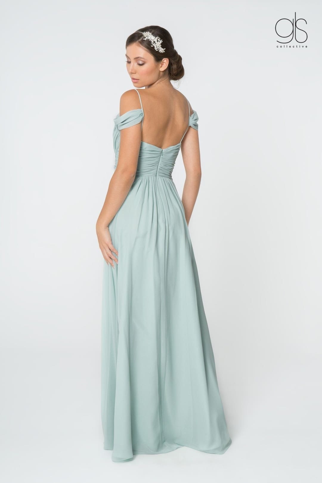Ruched A-line Cold Shoulder Dress by Elizabeth KGL2824