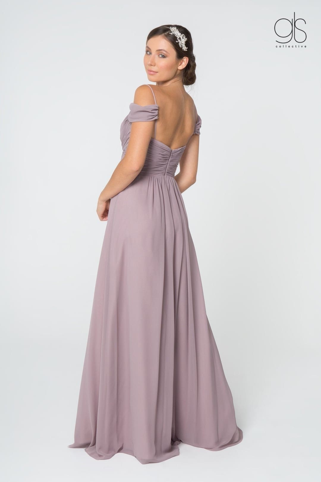 Ruched A-line Cold Shoulder Dress by Elizabeth KGL2824