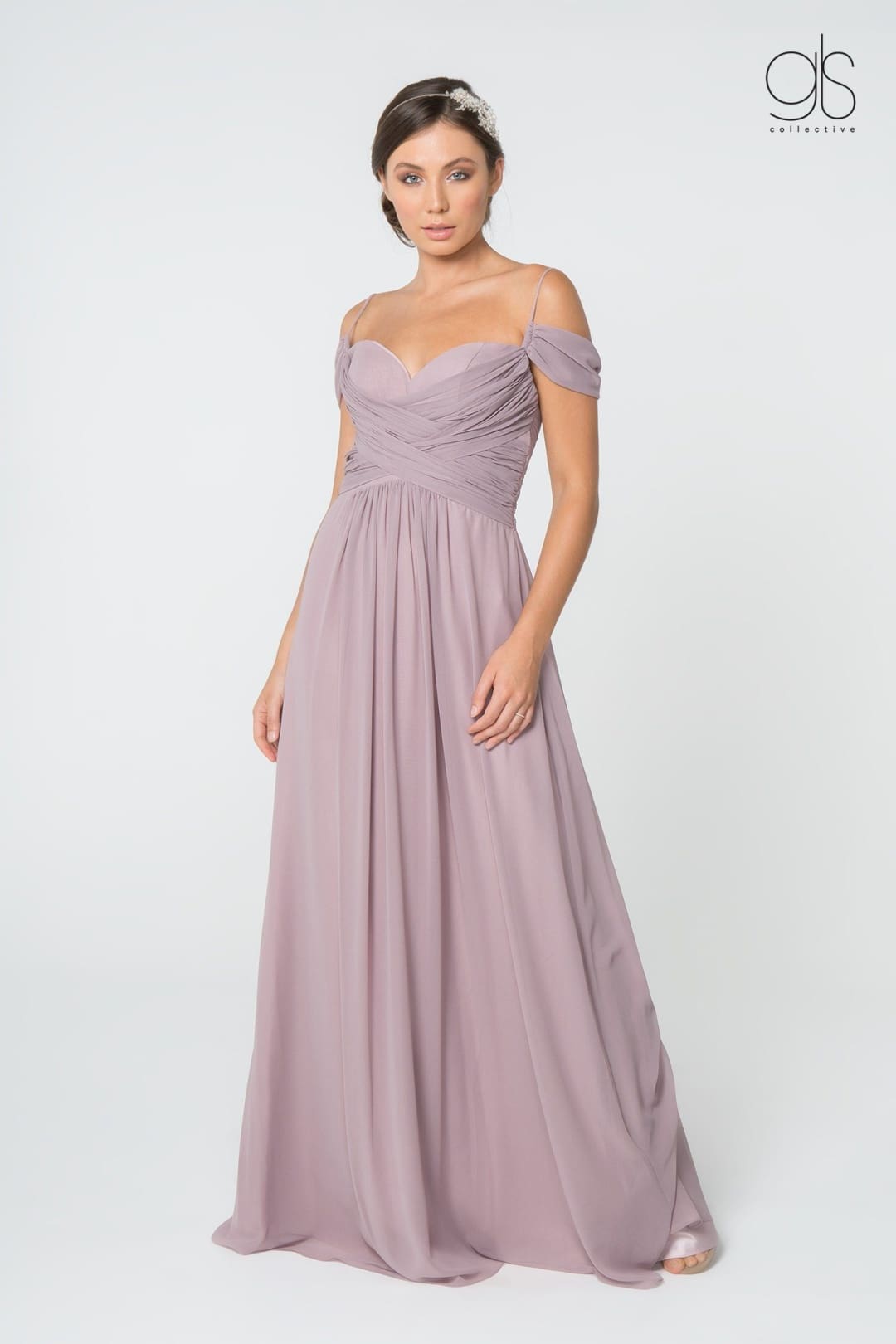 Ruched A-line Cold Shoulder Dress by Elizabeth KGL2824
