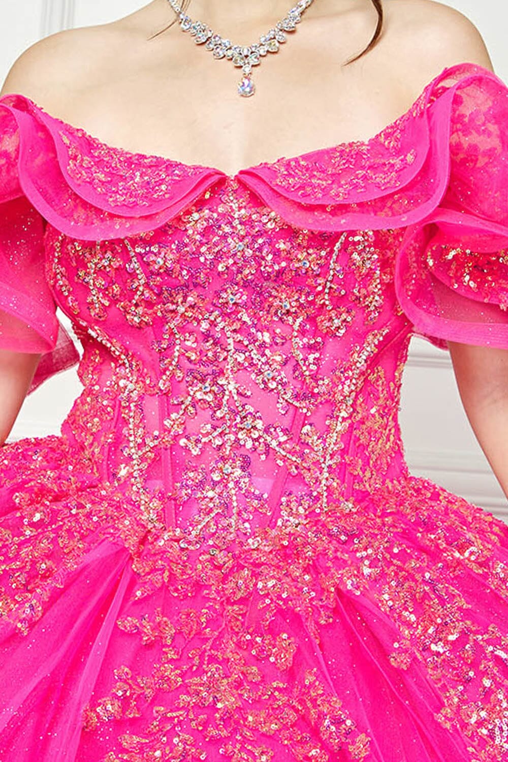 Ruffled Off Shoulder Corset Ball Gown by Bella Princess PQ1042