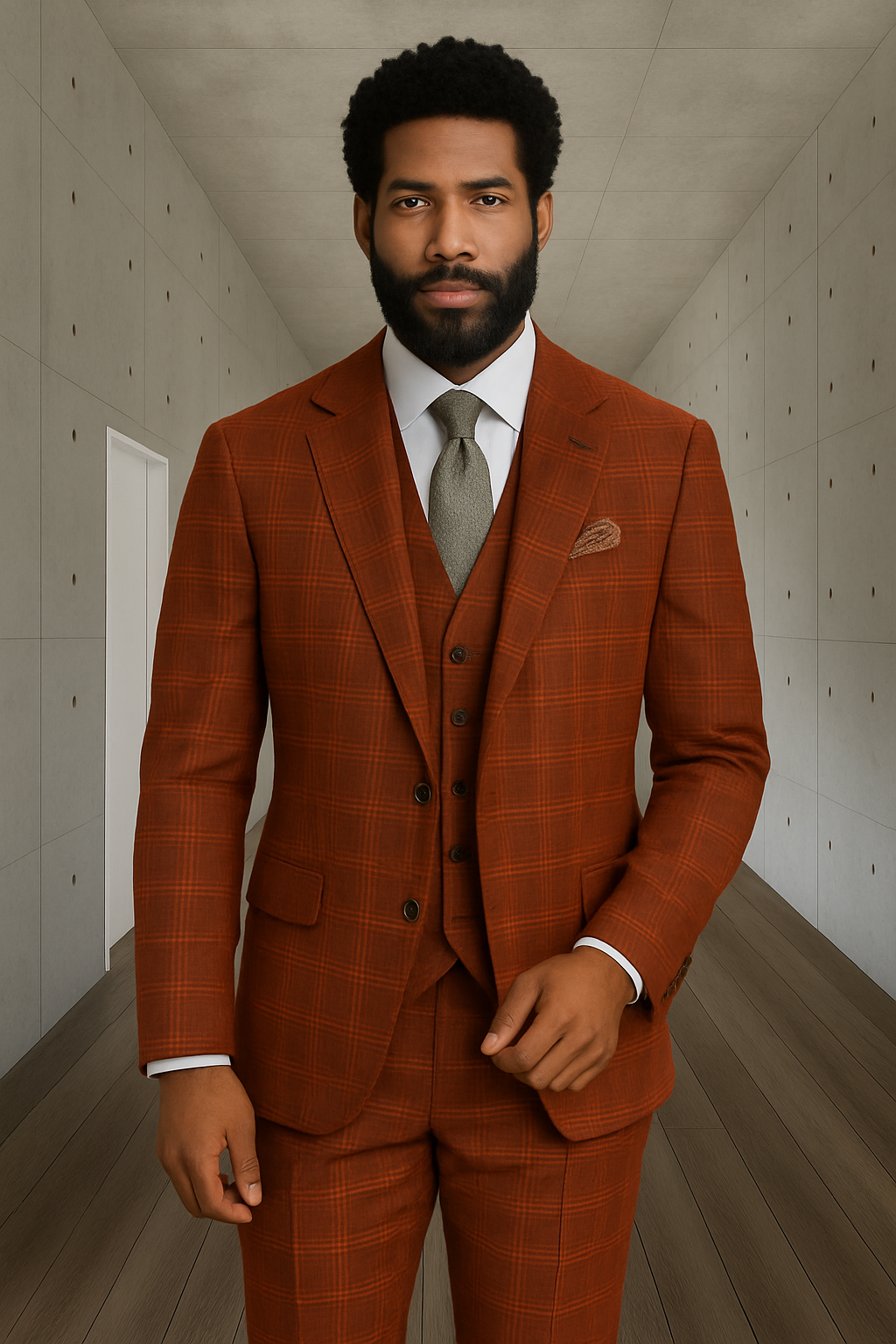 Modern Fit Italian Wool Three Piece Suit