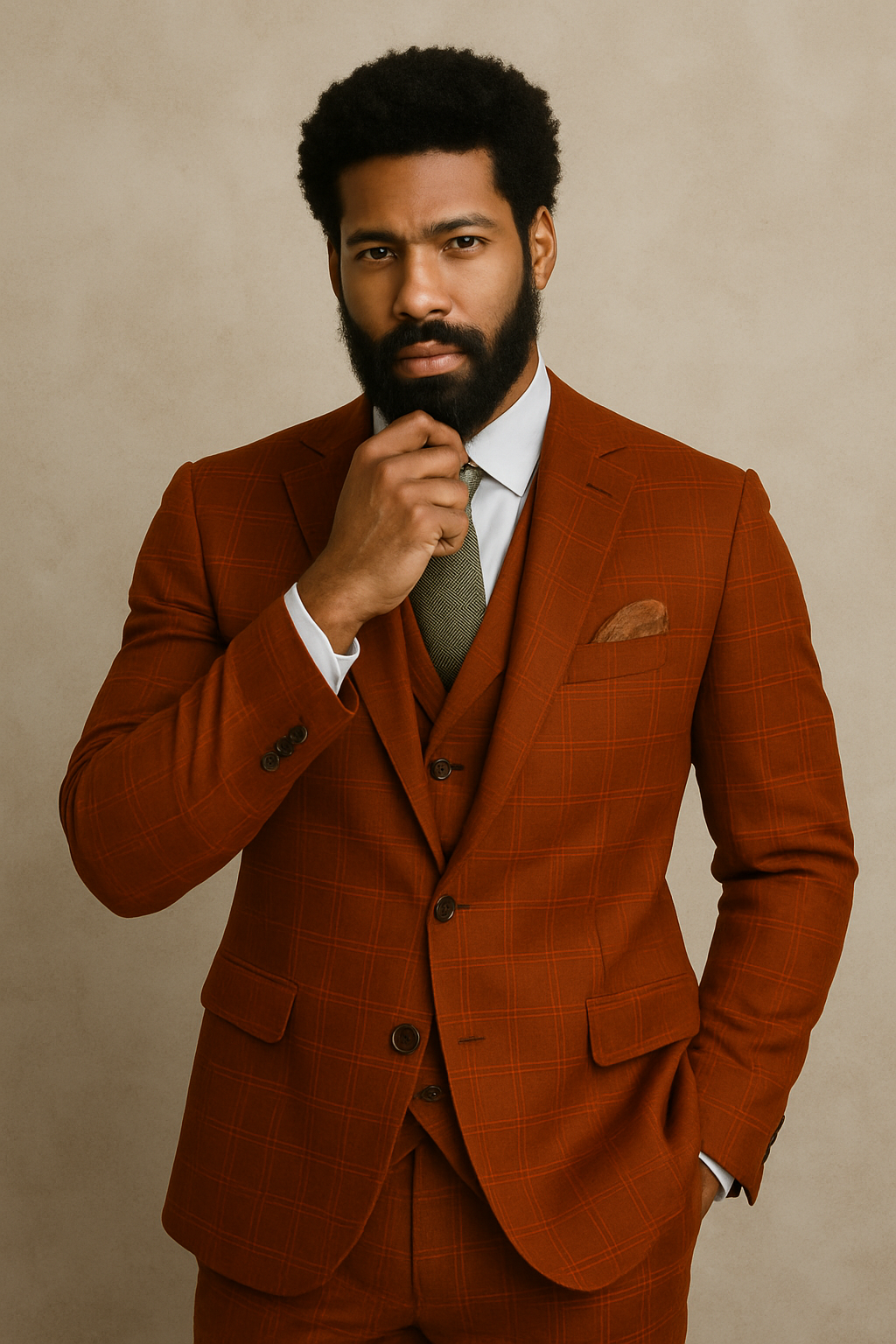 Modern Fit Italian Wool Three Piece Suit