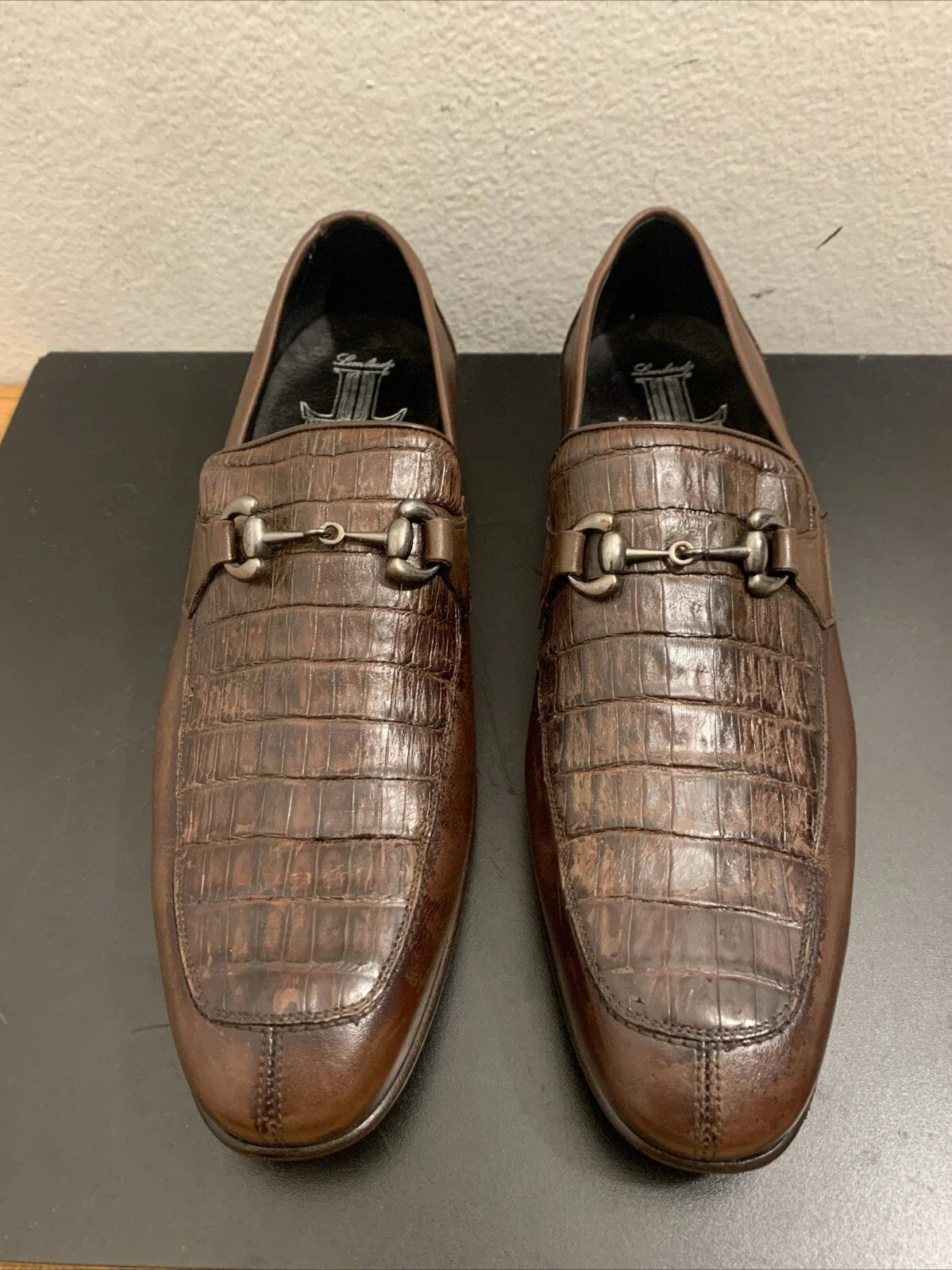 Men’s Regal Brown Crocodile & Calfskin Slip-On Shoes