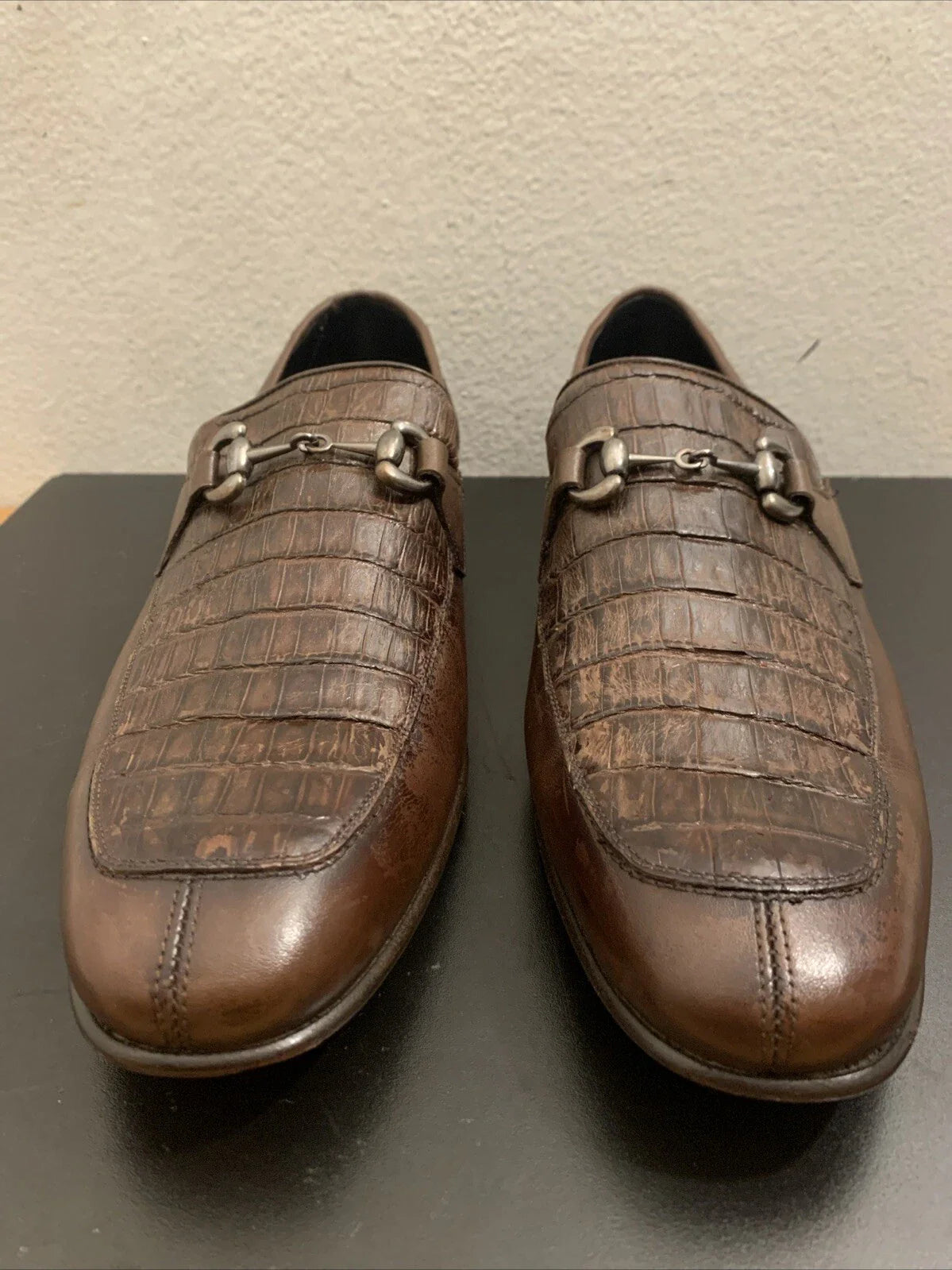 Men’s Regal Brown Crocodile & Calfskin Slip-On Shoes