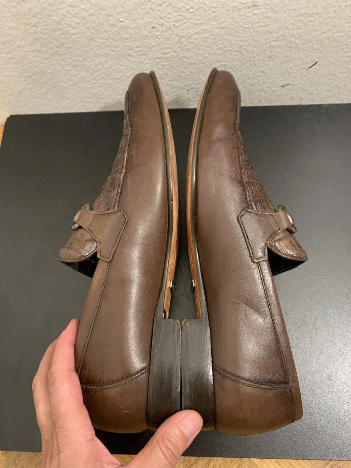 Men’s Regal Brown Crocodile & Calfskin Slip-On Shoes