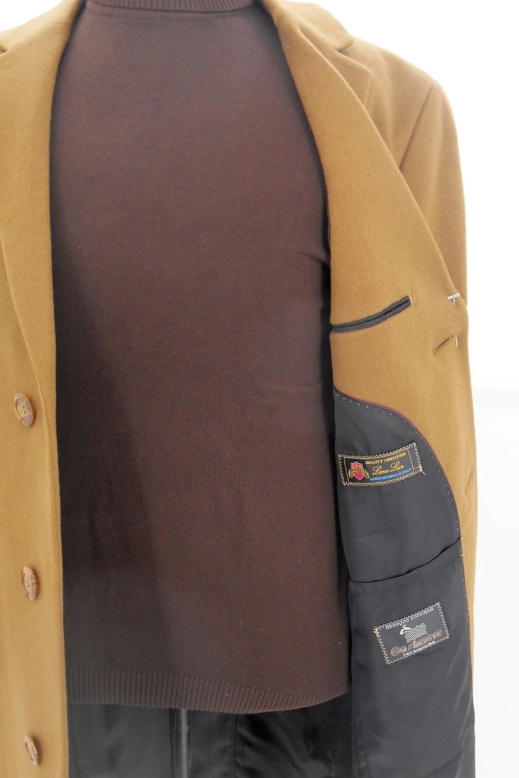 Mens Camel Tailored Overcoat – Full Length Wool Cashmere Coat