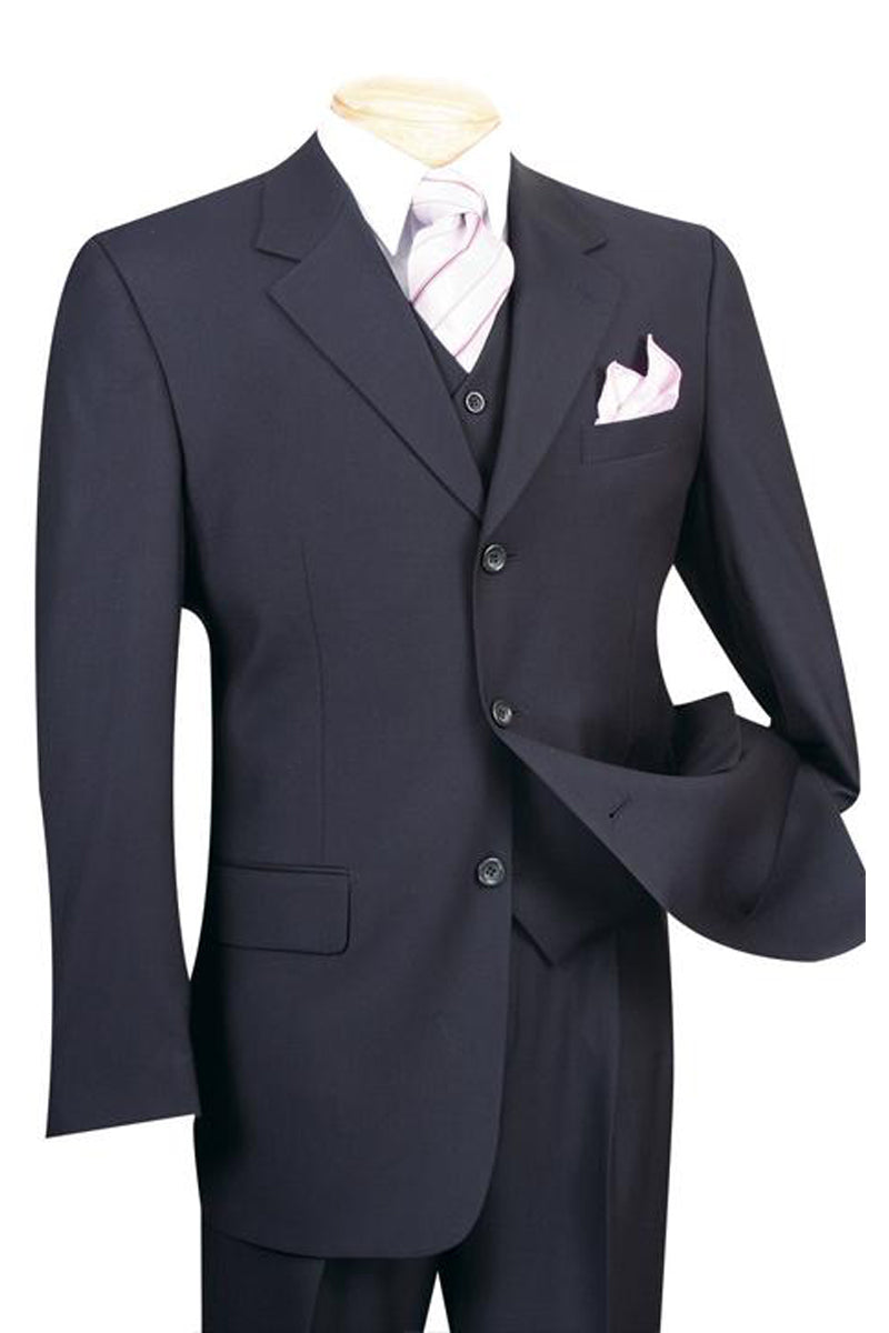 Classic Navy 3 Button Suit with Vest