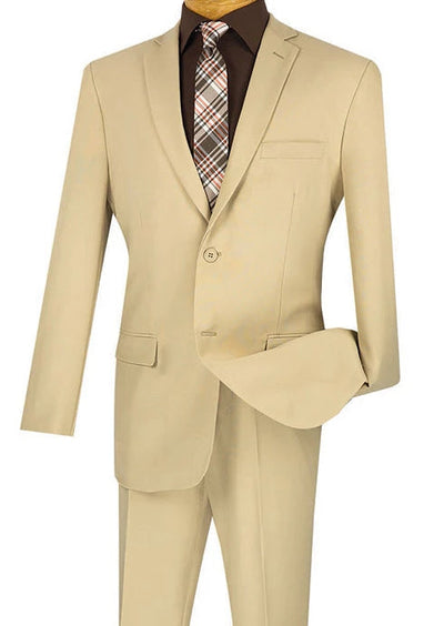 Beige Slim Fit 2 Piece Business Suit for Men