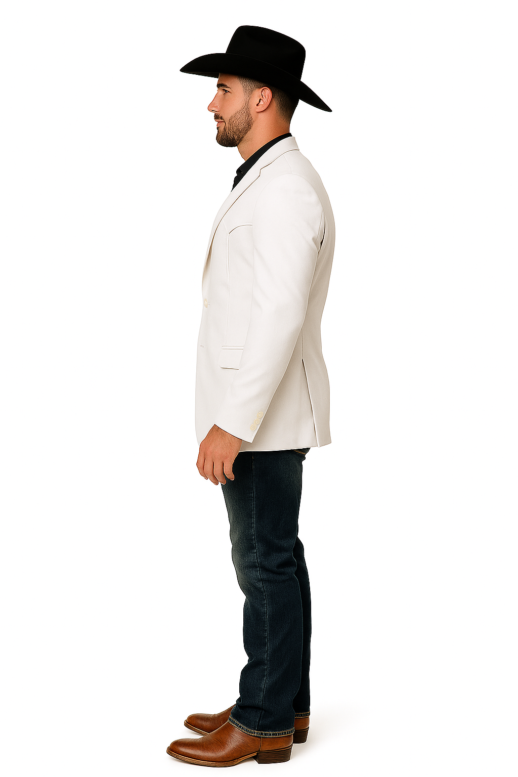 Double Button Western White Blazer