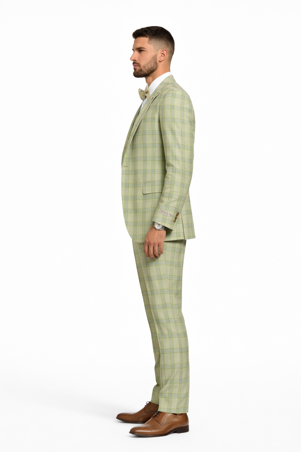 Stacy Adams Plaid Suit with Paisley Vest & Bow Tie