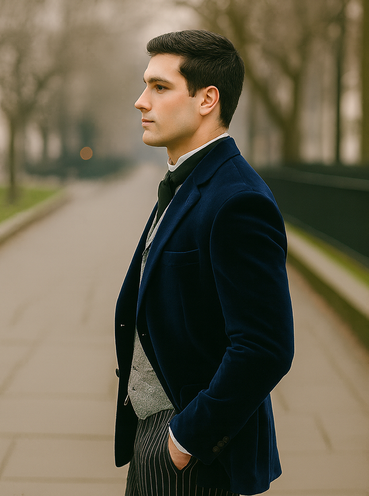 Sapphire Velvet Roderick Smoking Jacket – Luxurious Men's Evening Wear