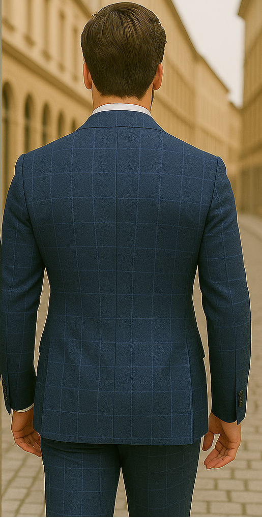 Italian Made Double Breasted Wool Plaid Suit