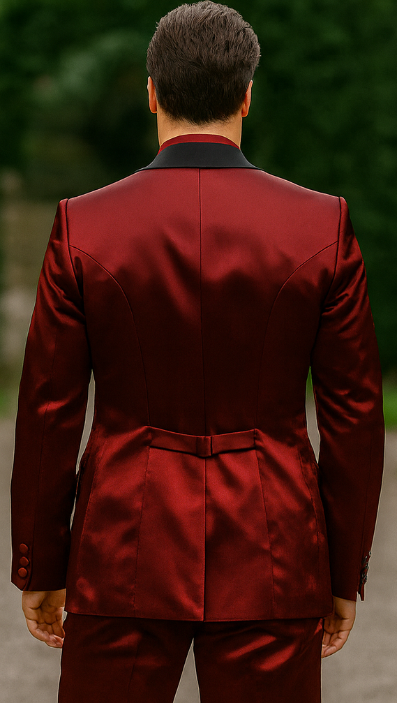 Sateen Fabric Suit - Shiny Tuxedo - Prom Suit - Groom Tuxedos - Red