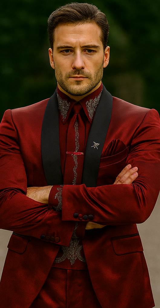 Sateen Fabric Suit - Shiny Tuxedo - Prom Suit - Groom Tuxedos - Red