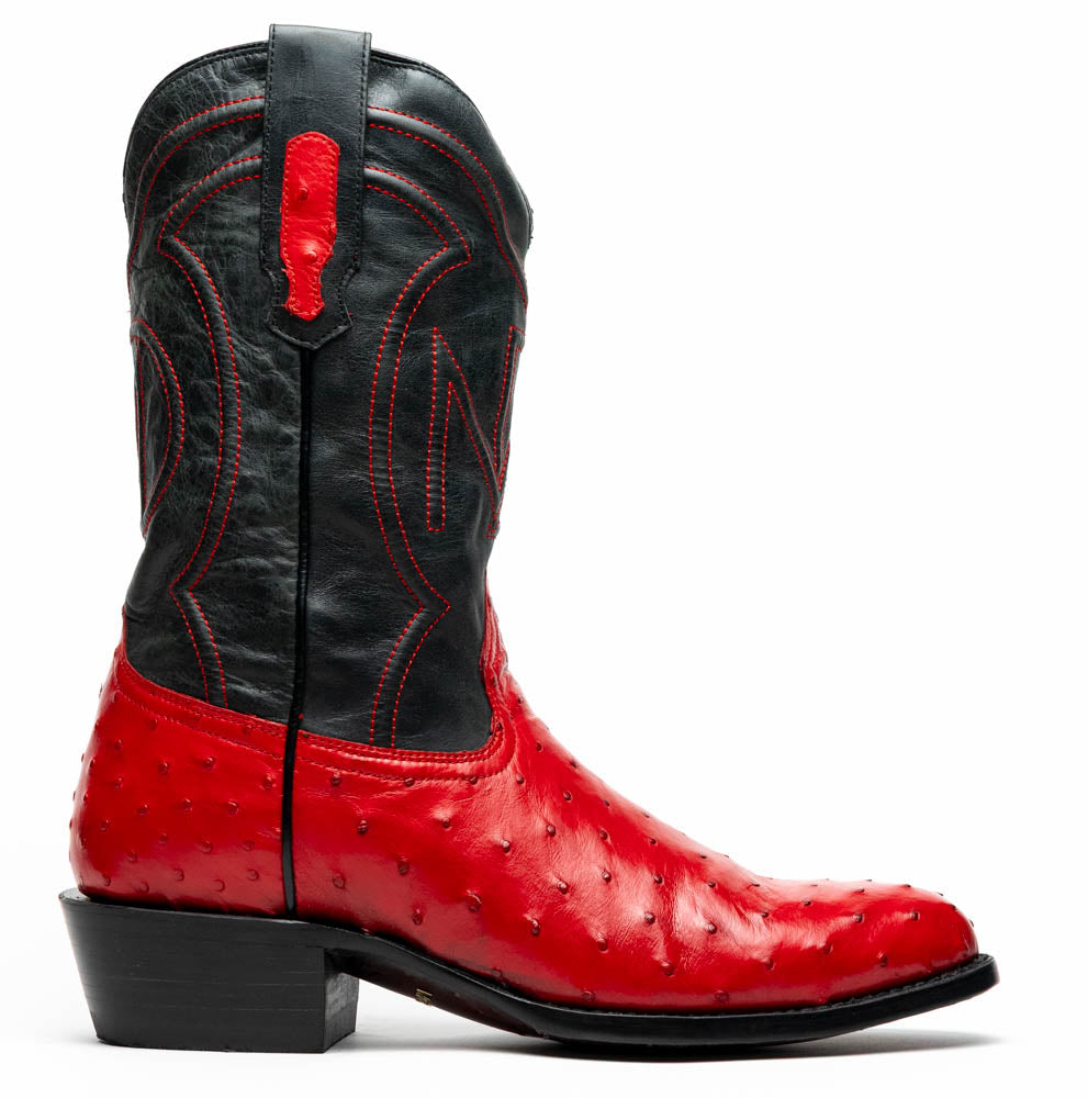 Marco Di Milano Savannah Red Ostrich Quill Round Toe Cowboy Boots