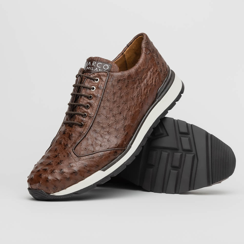 Marco Di Milano Scanno Brown Ostrich Quill Sneakers