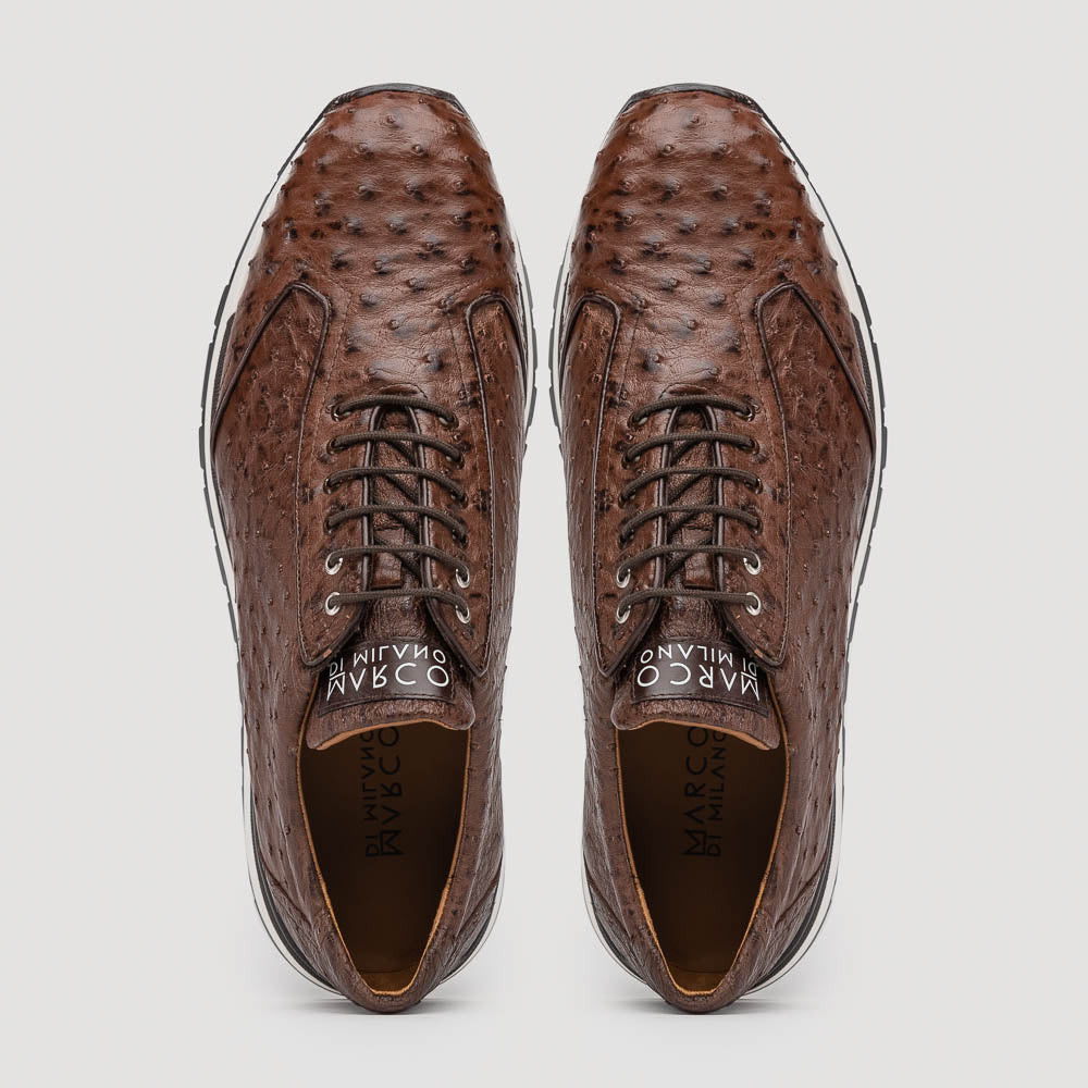 Marco Di Milano Scanno Brown Ostrich Quill Sneakers