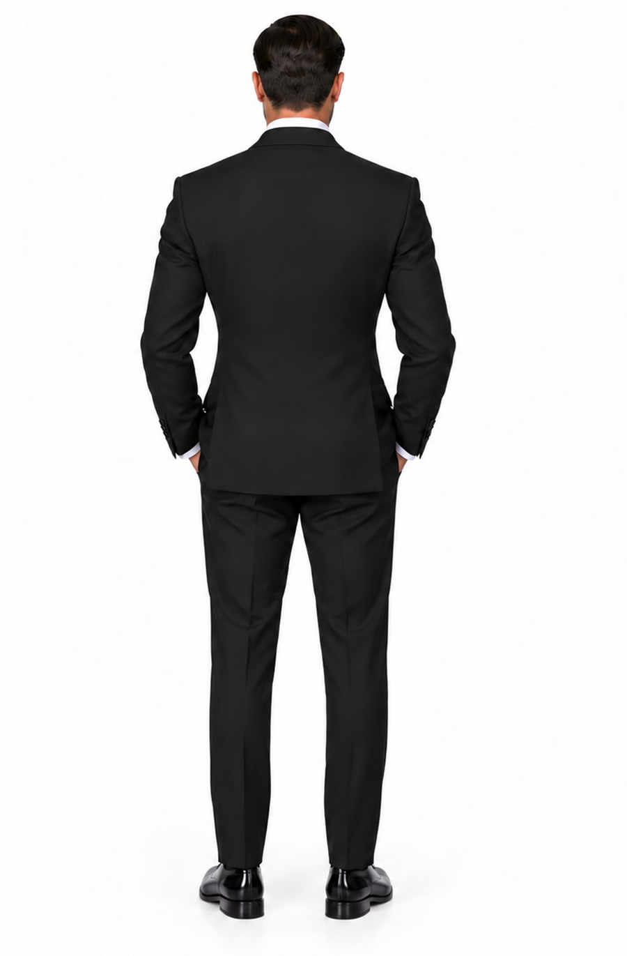 Men's Classic Double Breasted Wool Suit Black