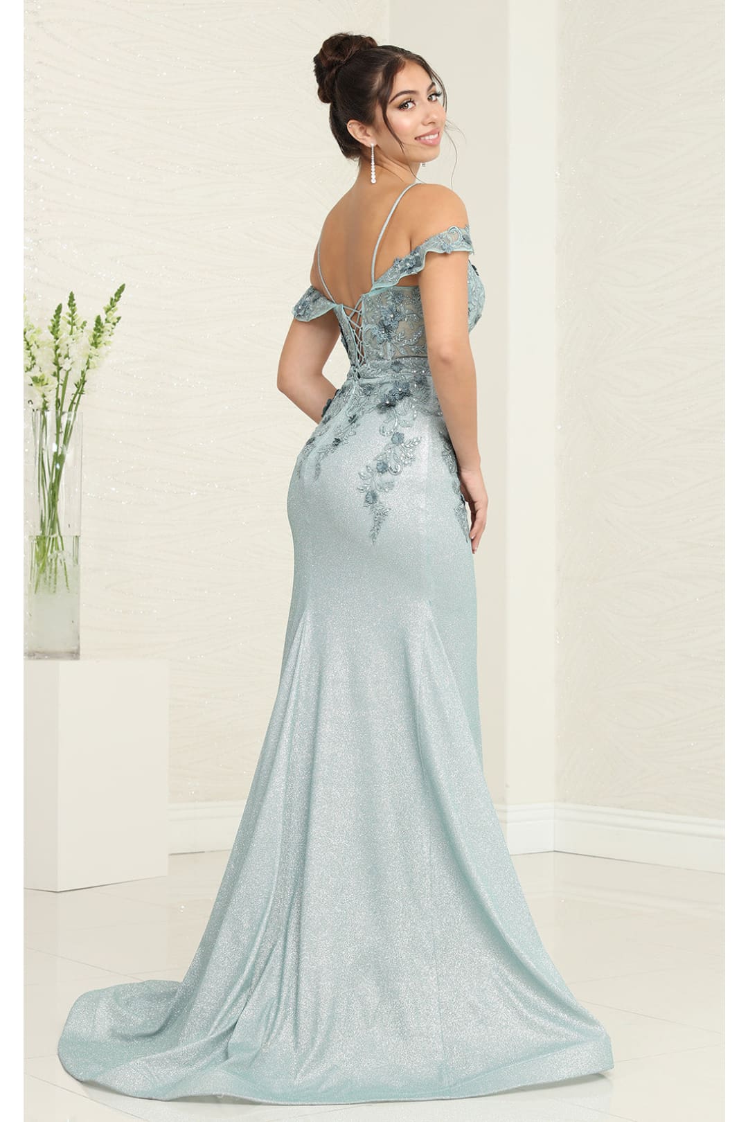 Evening Gown Prom Cold Shoulder Sheath Dress By May Queen MQ2103
