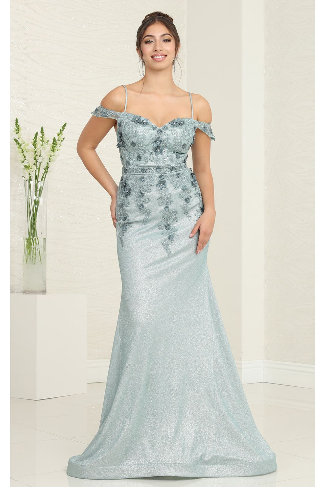 Evening Gown Prom Cold Shoulder Sheath Dress By May Queen MQ2103