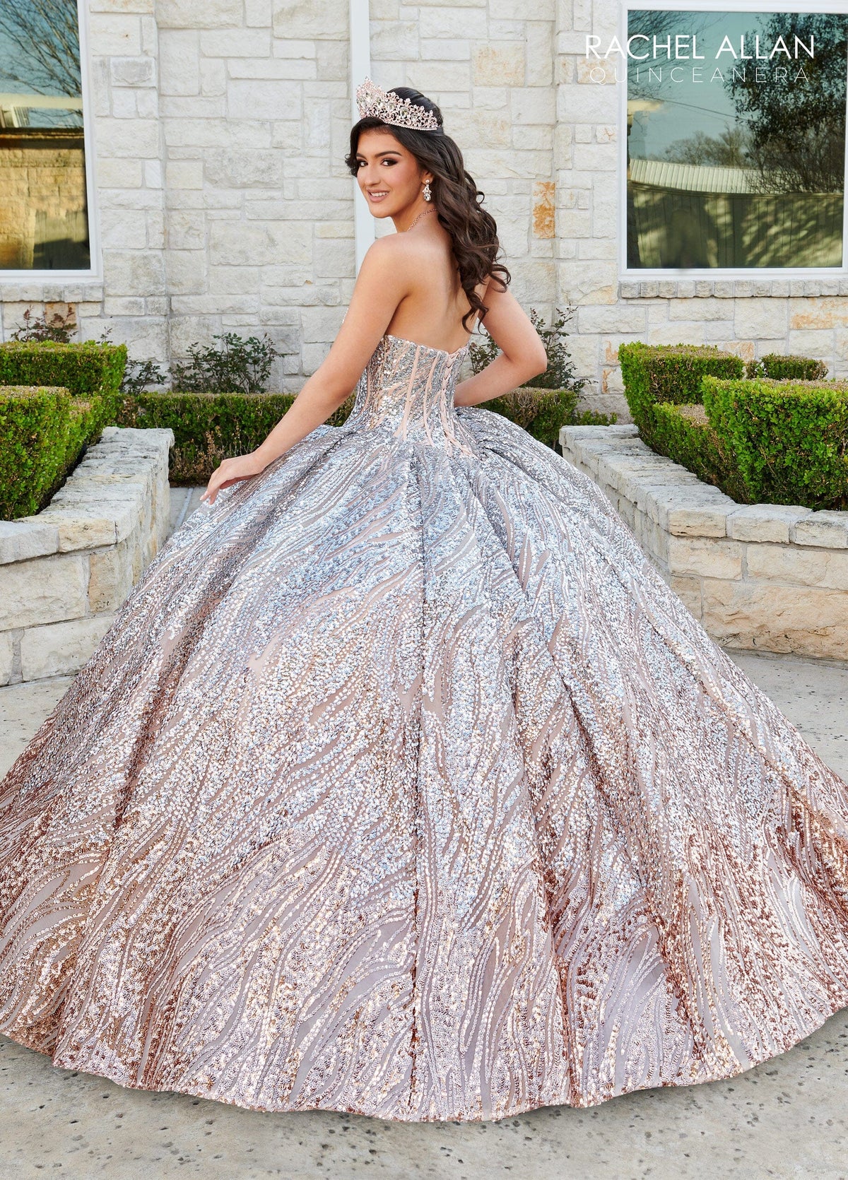 Rachel Allan RQ3121 Sequin Tulle Strapless Quinceanera Dress