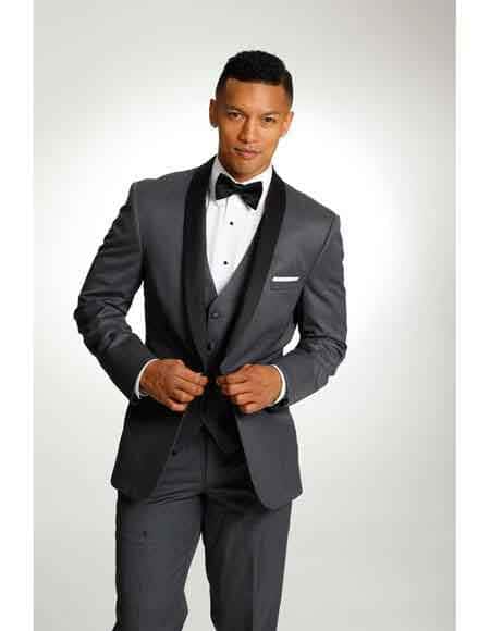 Shawl Lapel 1 Button  Dark Grey Blazer