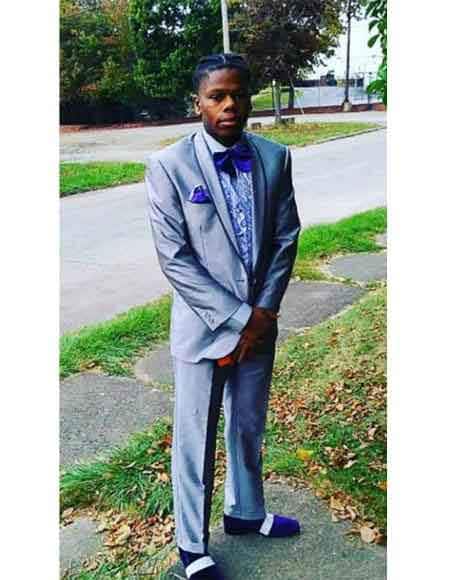 Shawl Lapel Button Closure Gray Blazer