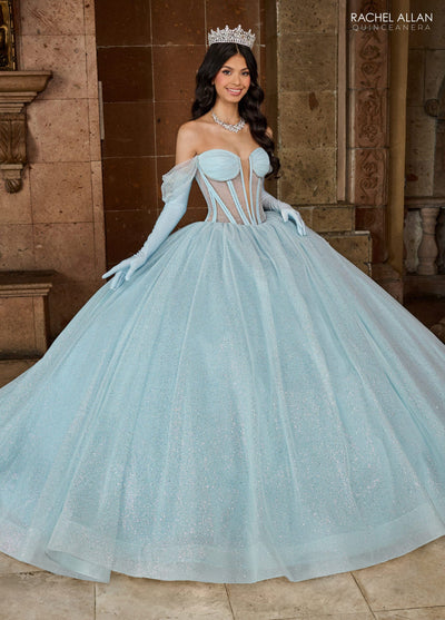 Rachel Allan RQ2183 Sheer Corset Glitter Quinceanera Dress