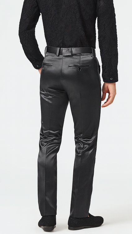 Shiny Dress Pants - Sateen Black Mens Pants