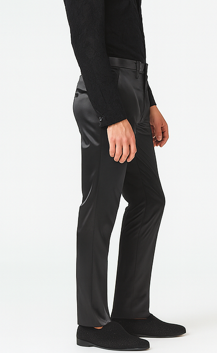 Shiny Dress Pants - Sateen Black Mens Pants