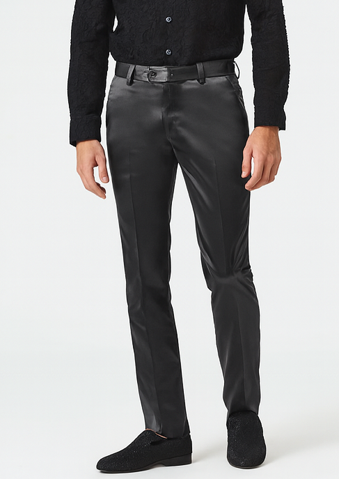 Shiny Dress Pants - Sateen Black Mens Pants
