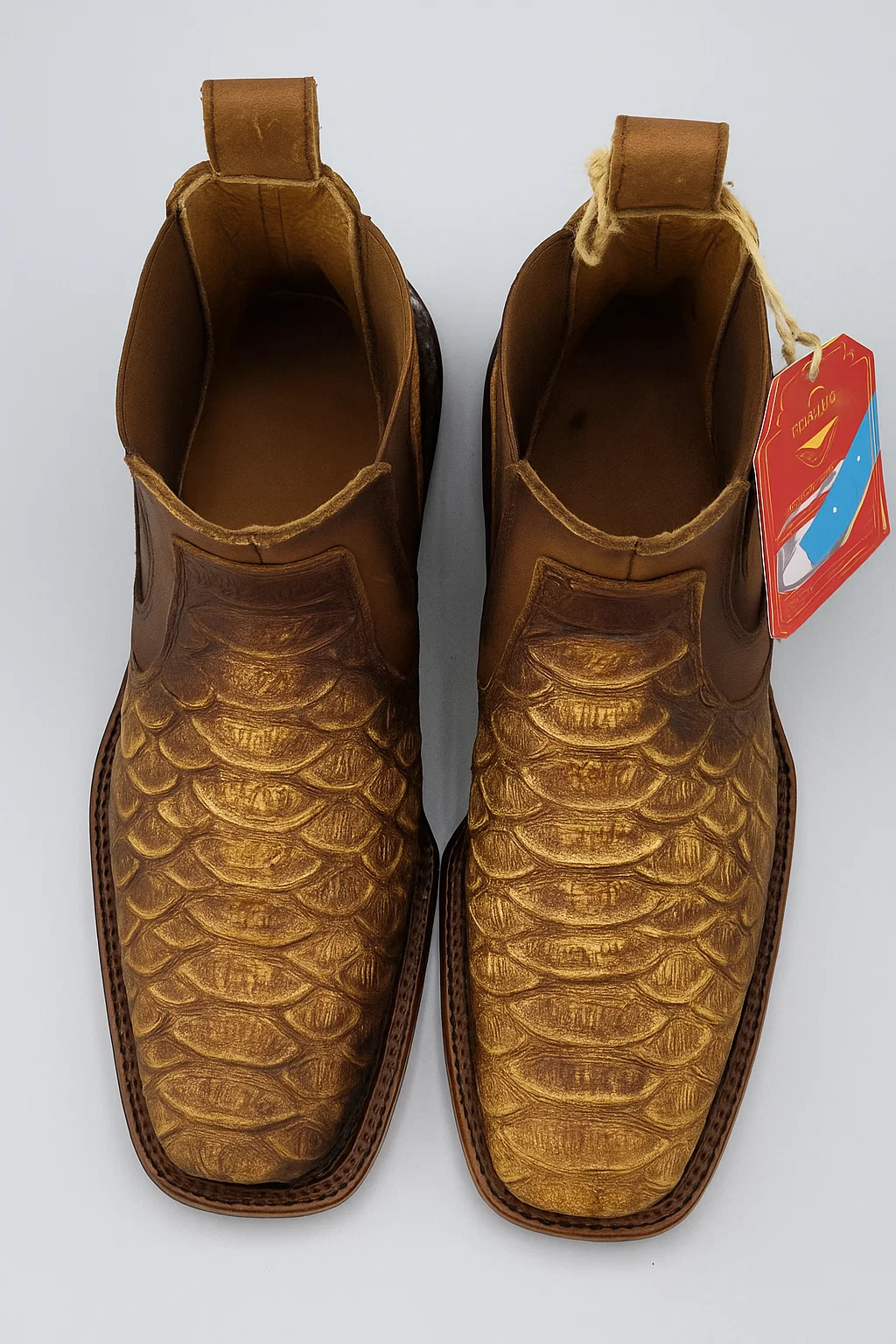 Square Toe Ankle Boots Python Print Oryx