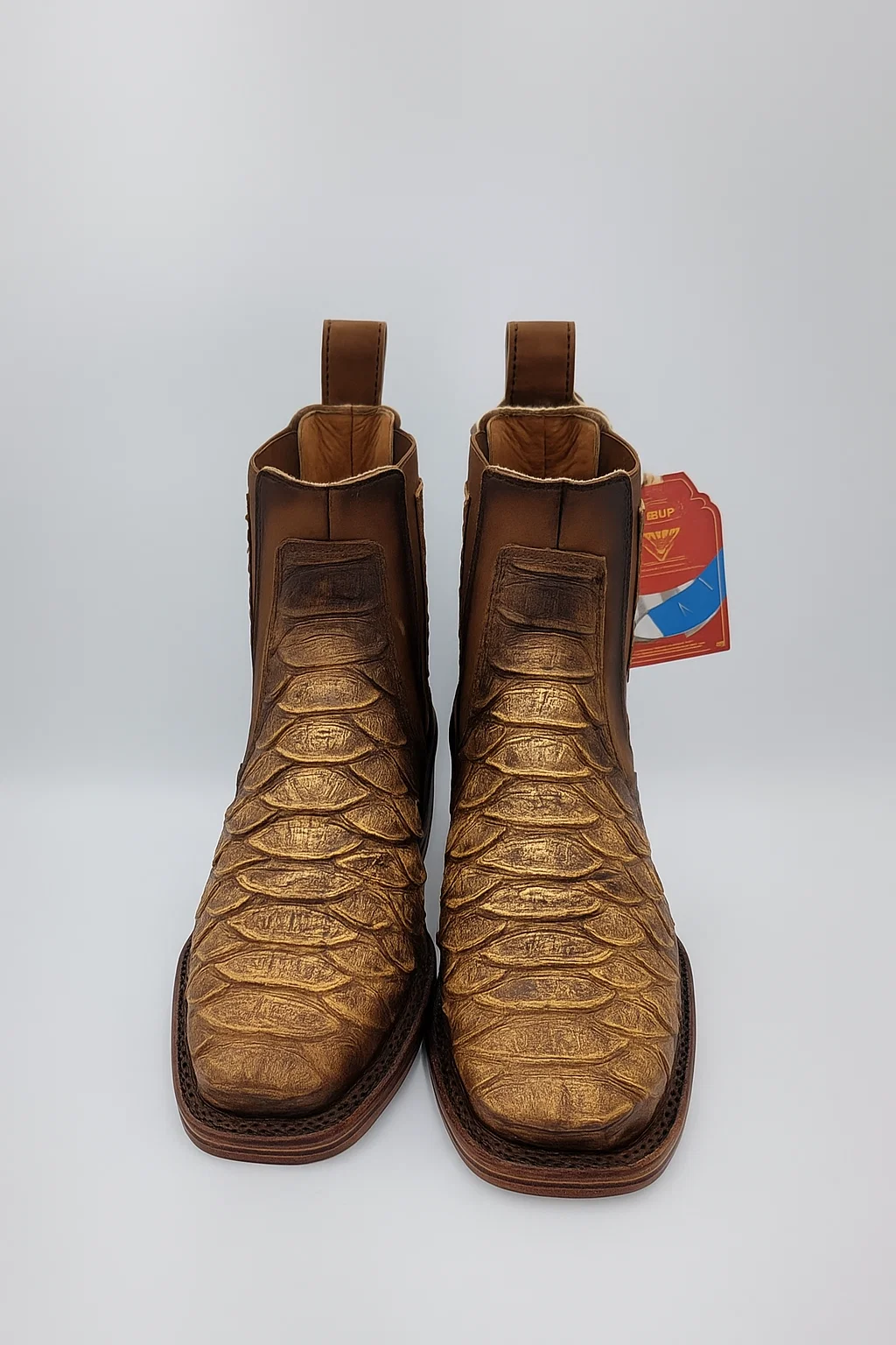 Square Toe Ankle Boots Python Print Oryx