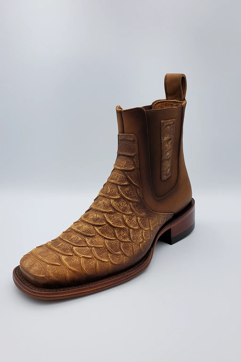 Square Toe Ankle Boots Python Print Oryx