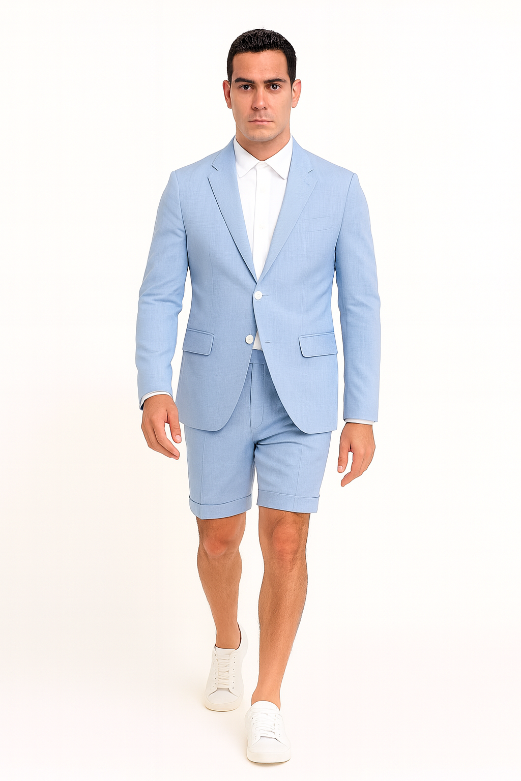 Shorts Set Pants Light Blue Summer Suit For Men