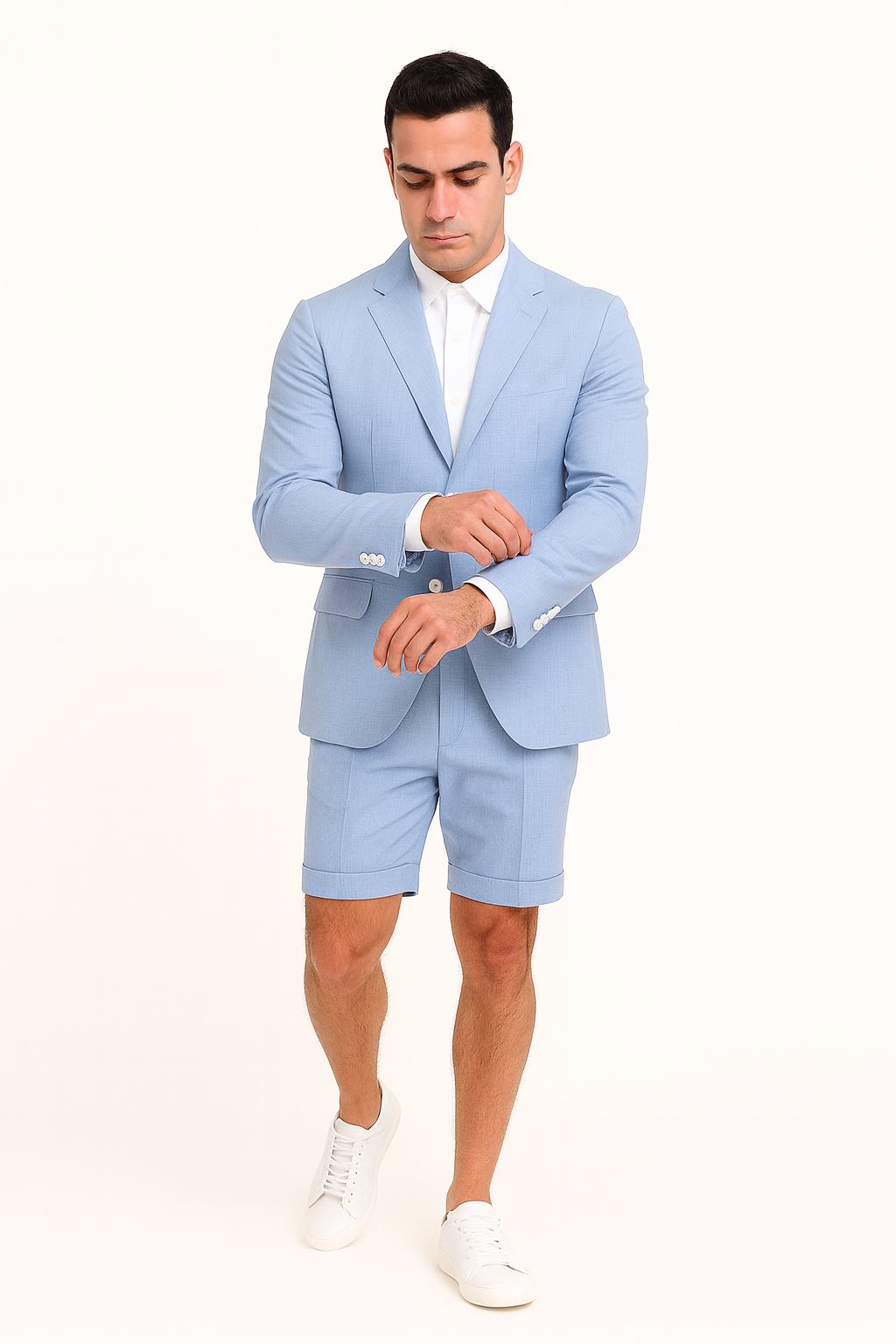 Shorts Set Pants Light Blue Summer Suit For Men