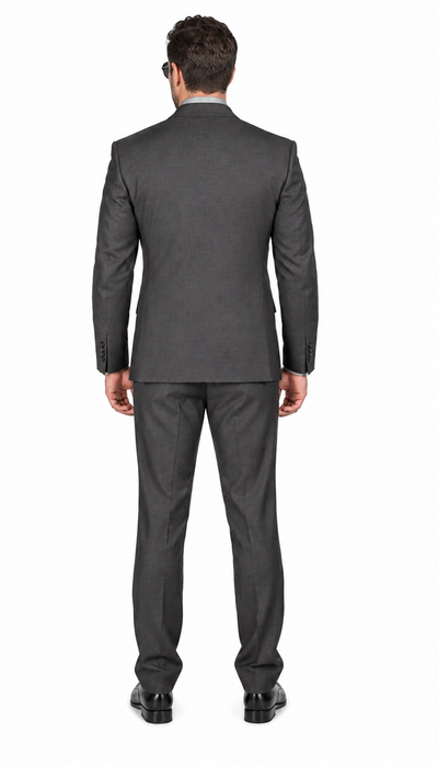 Slim Fit 2 Button Double Vented Men Charcoal Grey Suit - Dress Suit For Men