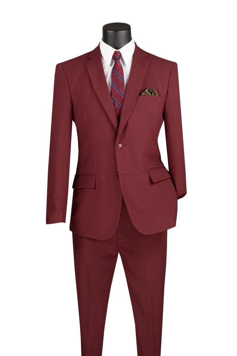 Slim Burgundy Two-Piece Suit - Vinci
