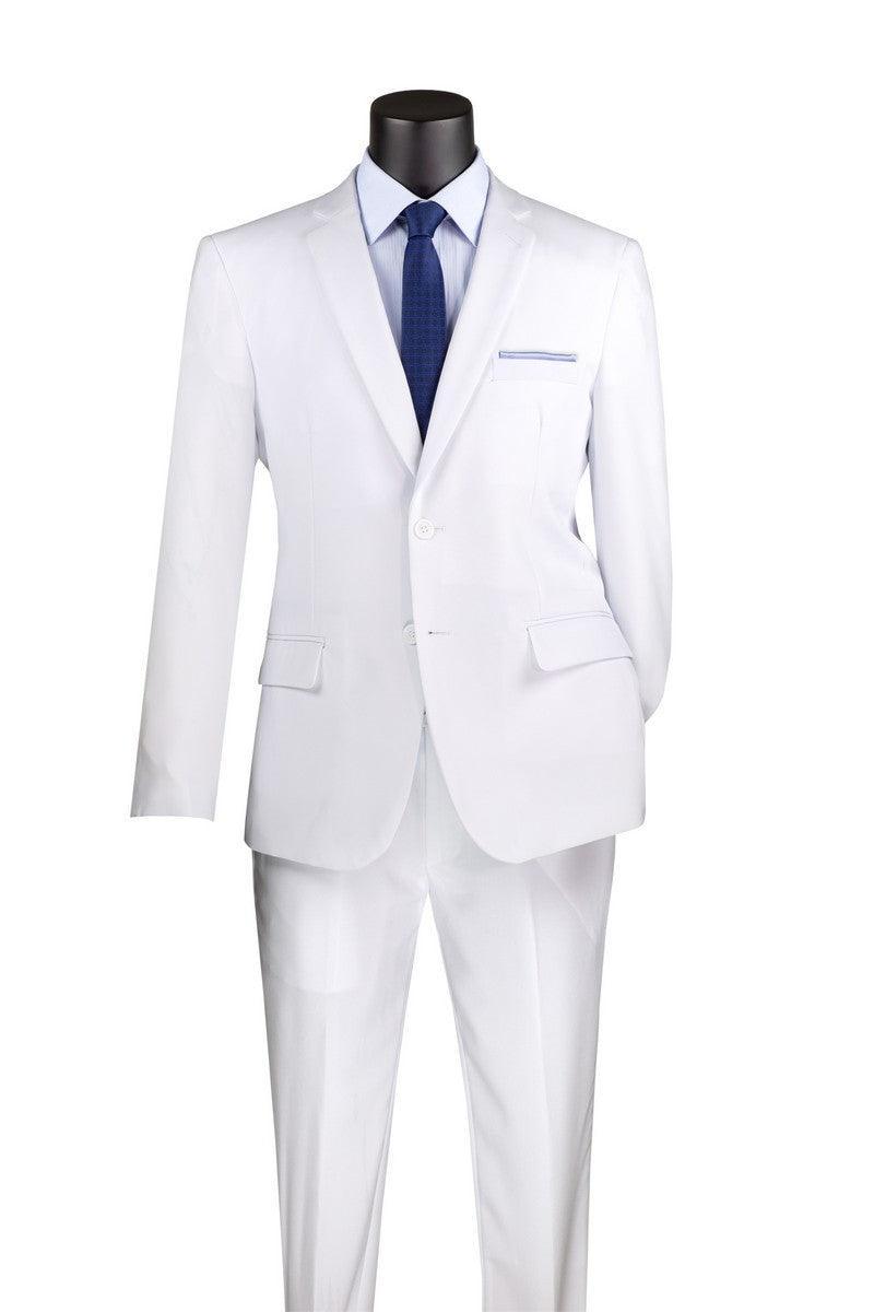 Slim Fit 2 Piece Suit in White by Vinci