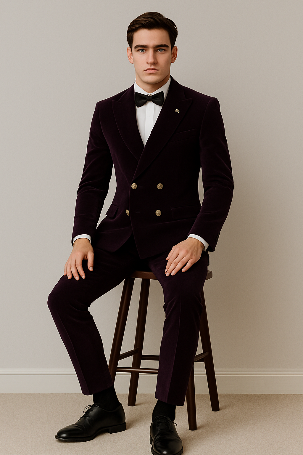 Mens Velvet Suit - Slim Fit Double Breasted Suit Blazer and Pants - Green