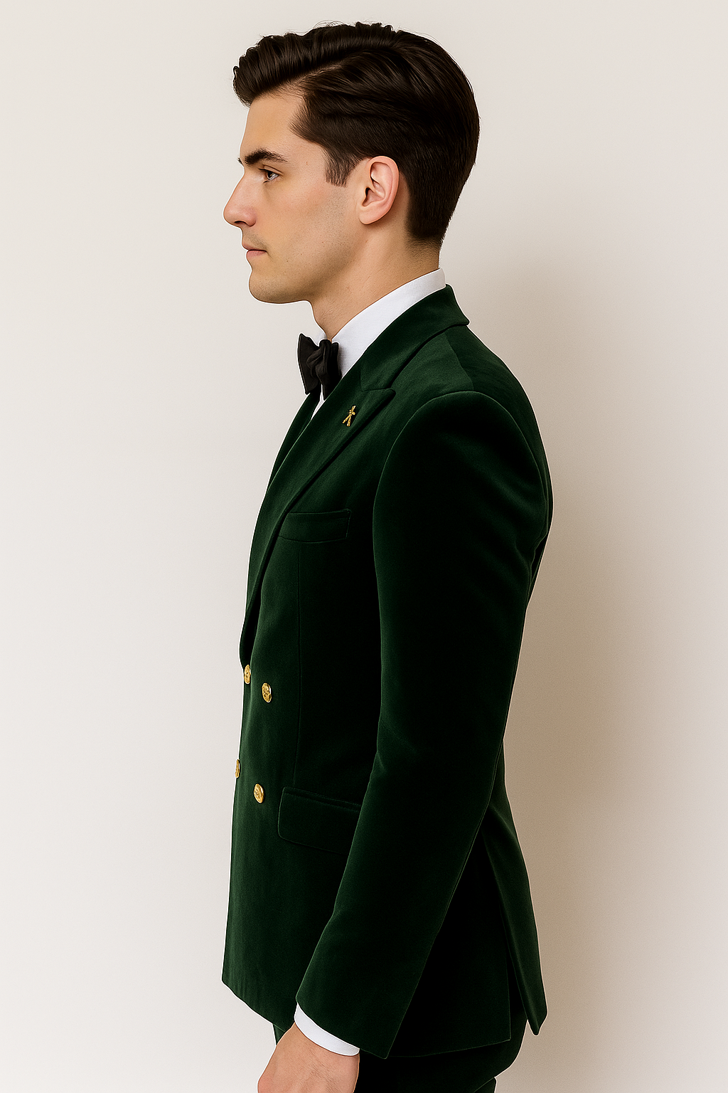 Mens Velvet Suit - Slim Fit Double Breasted Suit Blazer and Pants - Green