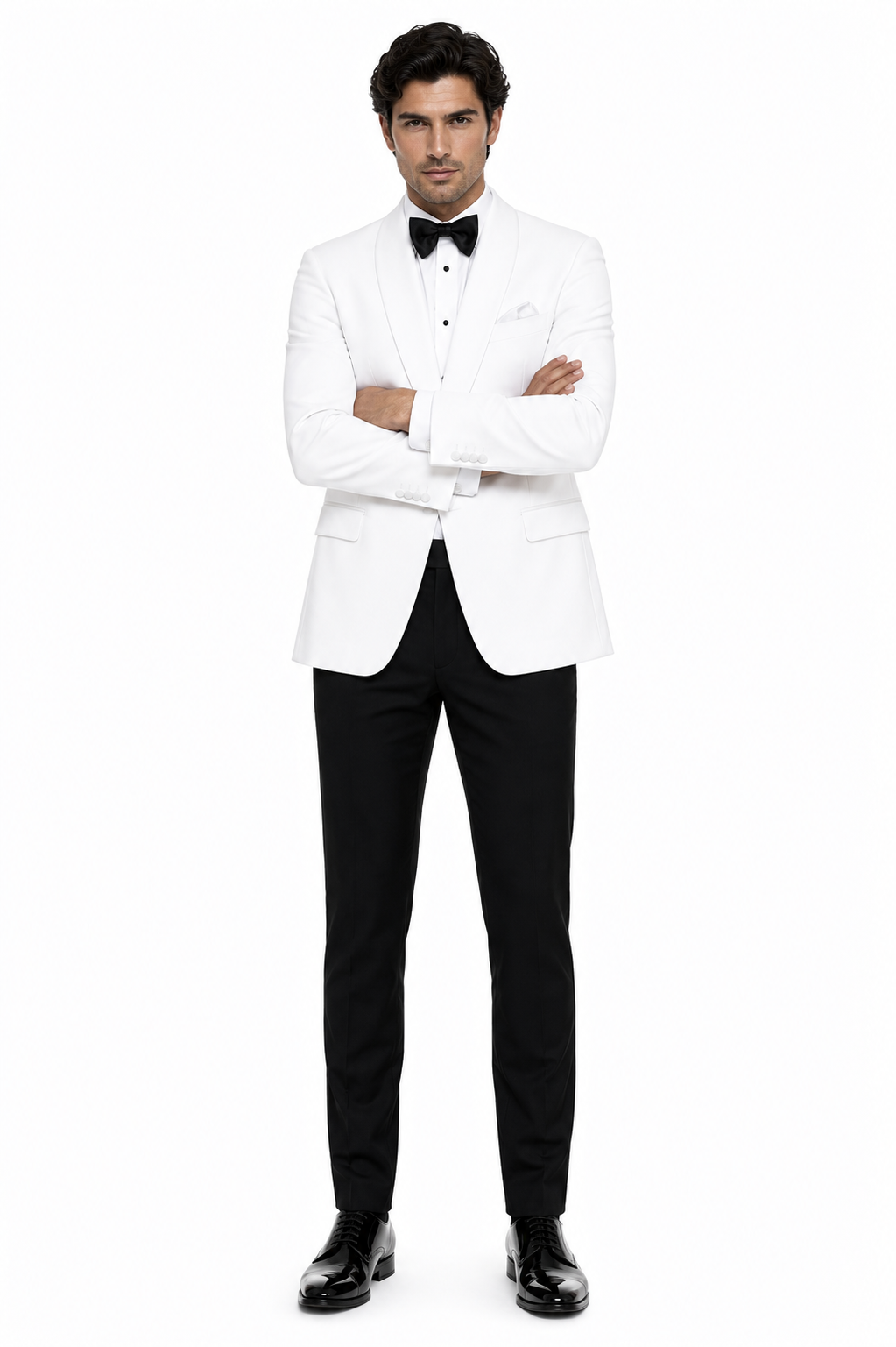 Snow White Dinner Jacket 100% Poly - Cheap Priced Blazer Jacket For Men Online1 Button Shawl Collar