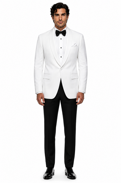 Snow White Dinner Jacket 100% Poly - Cheap Priced Blazer Jacket For Men Online1 Button Shawl Collar