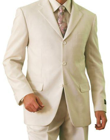 Regular Fit 2 Piece Suit 3 Button Light Beige