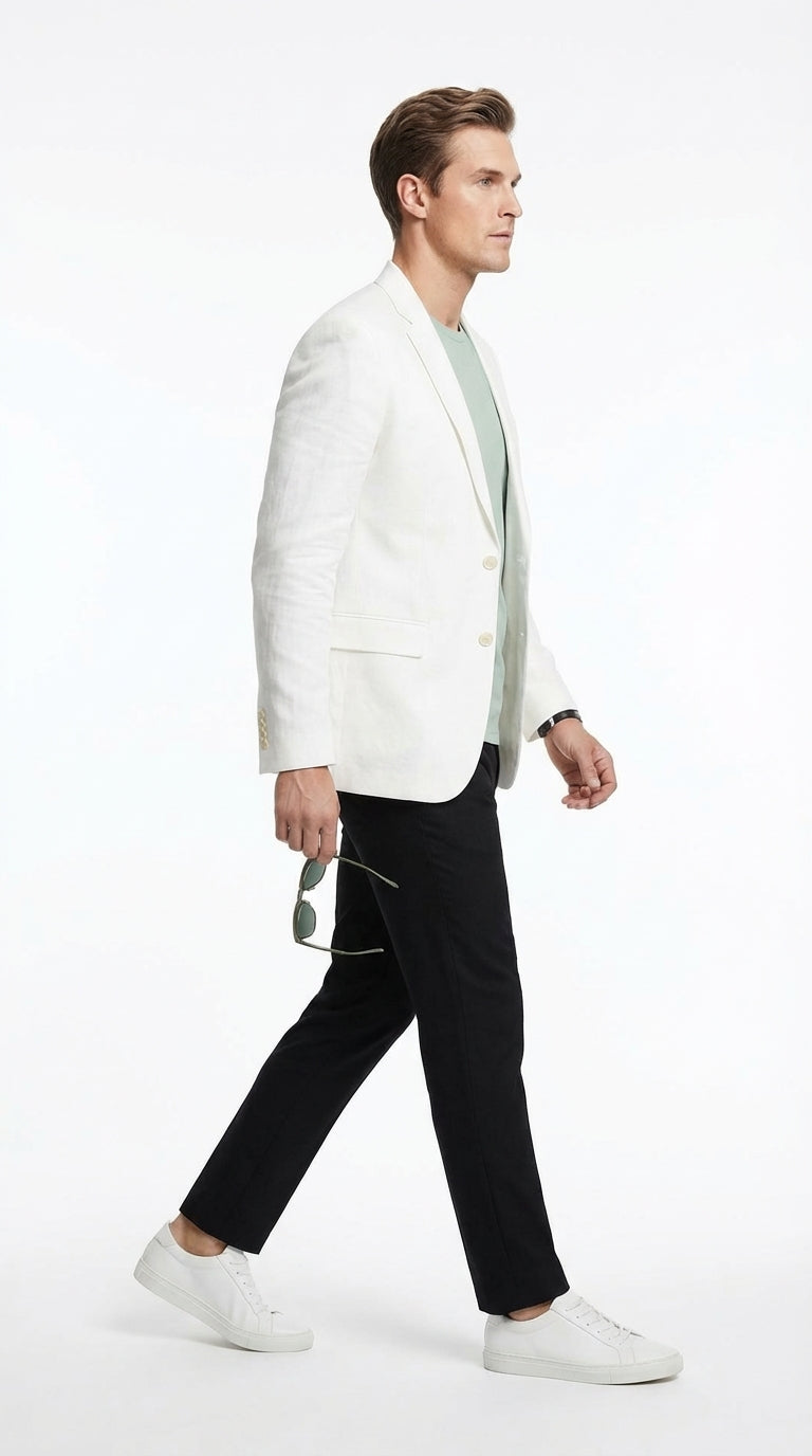 Miami Vice Sonny Crockett Mens White Blazer – Classic Fit Formal Casual Dress Jacket for Business and Wedding Iconic Characters Pop Culture