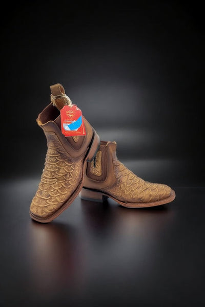 Square Toe Python Print Ankle Boots Oryx